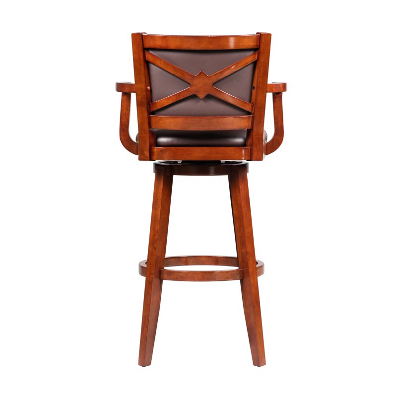Broadmoor Bar Height Swivel Wood Bar Stool with Arms - Cherry
