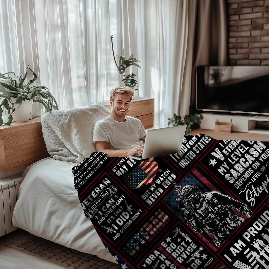 BUUGVIIL Veteran Gifts for Men Dad Husband, Fathers Day Birthday Retirement Gifts for Veterans, Navy/Army/Air Force Veteran Gifts, Hard Head Veterans Blanket 50"x60"