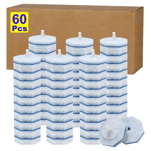 XRIONELL 60pcs Disposable Toilet Wand Refills，Compatible with Most Toilet Brushes，5X Cleaning Power Toilet Bowl Cleaners，No Falling Apart，Upgrade Fiber Cleaner Heads，for Closestool Bathroom Cleaning