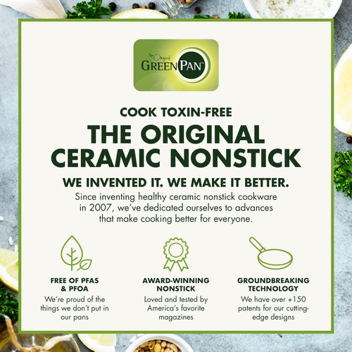 GreenPan Rio Healthy Ceramic Nonstick 8" Frying Pan Skillet and Silicone Spatula Set, Soft Grip Handle, Breaktfast Meal Set, PFAS-Free, Dishwasher Safe, Oven Safe, Black