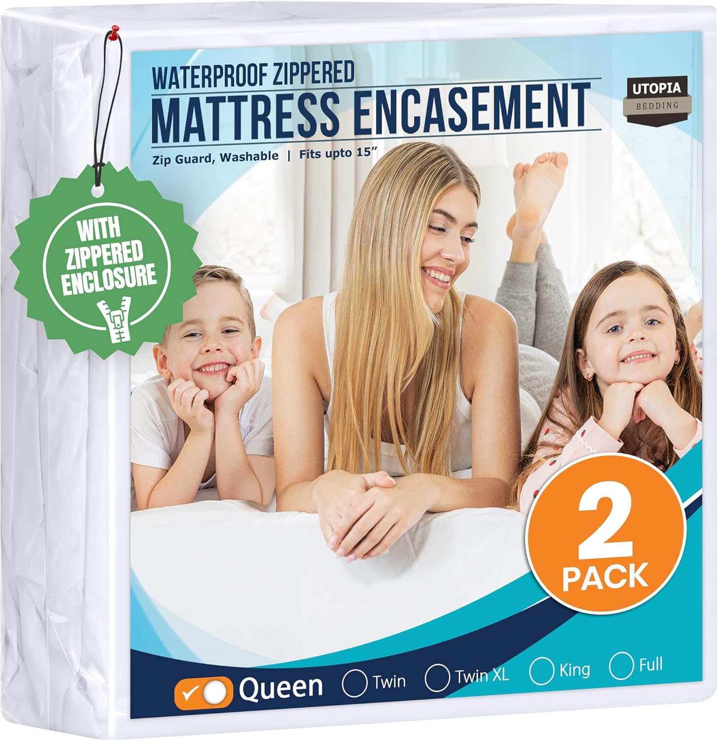 Utopia Bedding Queen Size Mattress Protector - 100% Waterproof & Bed Bug Proof Encasement (Pack of 2)