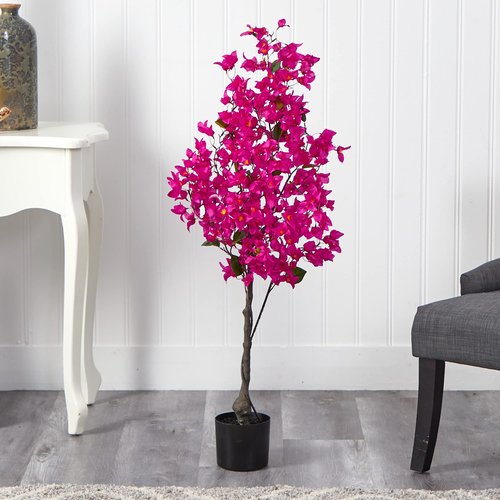 Nearly Natural 4ft. Bougainvillea Artificial Tree, Pink, 19 in. W x 9 in. D x 48 in. H