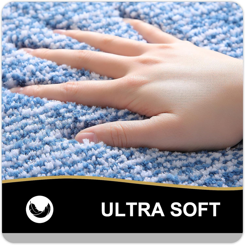 OLANLY Bathroom Rugs - Extra Soft Microfiber Bath Mat | Non-Slip, Machine Washable, Quick Dry (24x16, Blue)