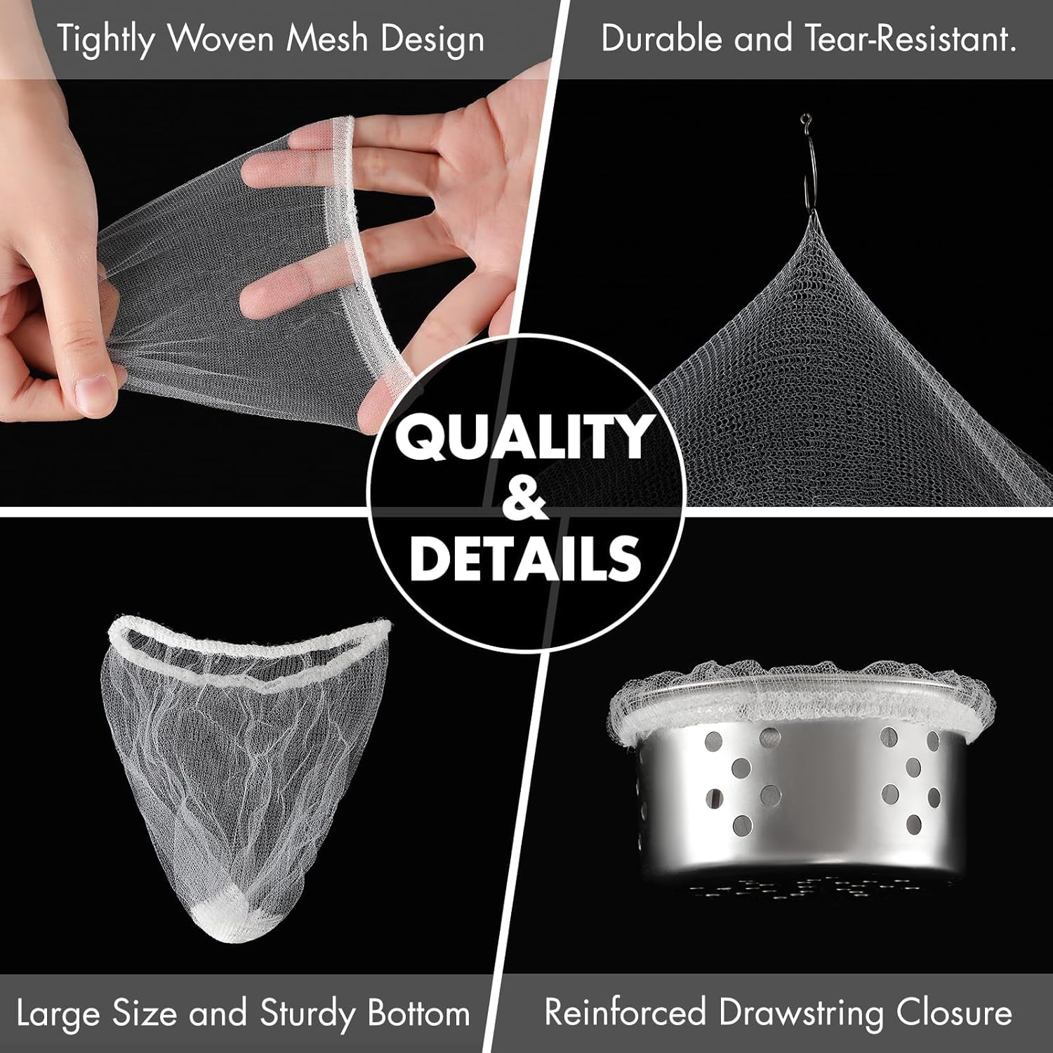Skiennix Kitchen Sink Strainer Mesh Bags - 200 Pack Anti-Clogging Disposable Sink Filters | 4.0 x 4.0 Inch