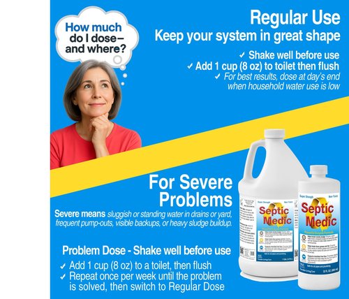 Septic Medic Septic Tank Treatment, Enzyme System Cleaner, Breakdown Sludge, Breakdown Grease and Fat, Supports Drainfield and Leach Field Free Flow, Backed by Science, 32 oz (1 Quart)