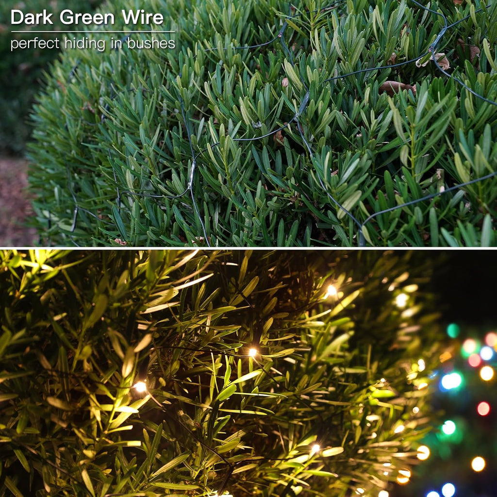 Suddus 360 LED Christmas Net Lights - Waterproof Connectable Green Wire | 12ft x 5ft Warm White Bush Lights