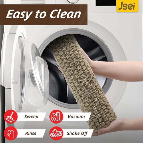 JSEI Dirt Trapper Door Mat - Non-Slip, Washable, Absorbent Rug for Indoor Use | 32"x48", Beige