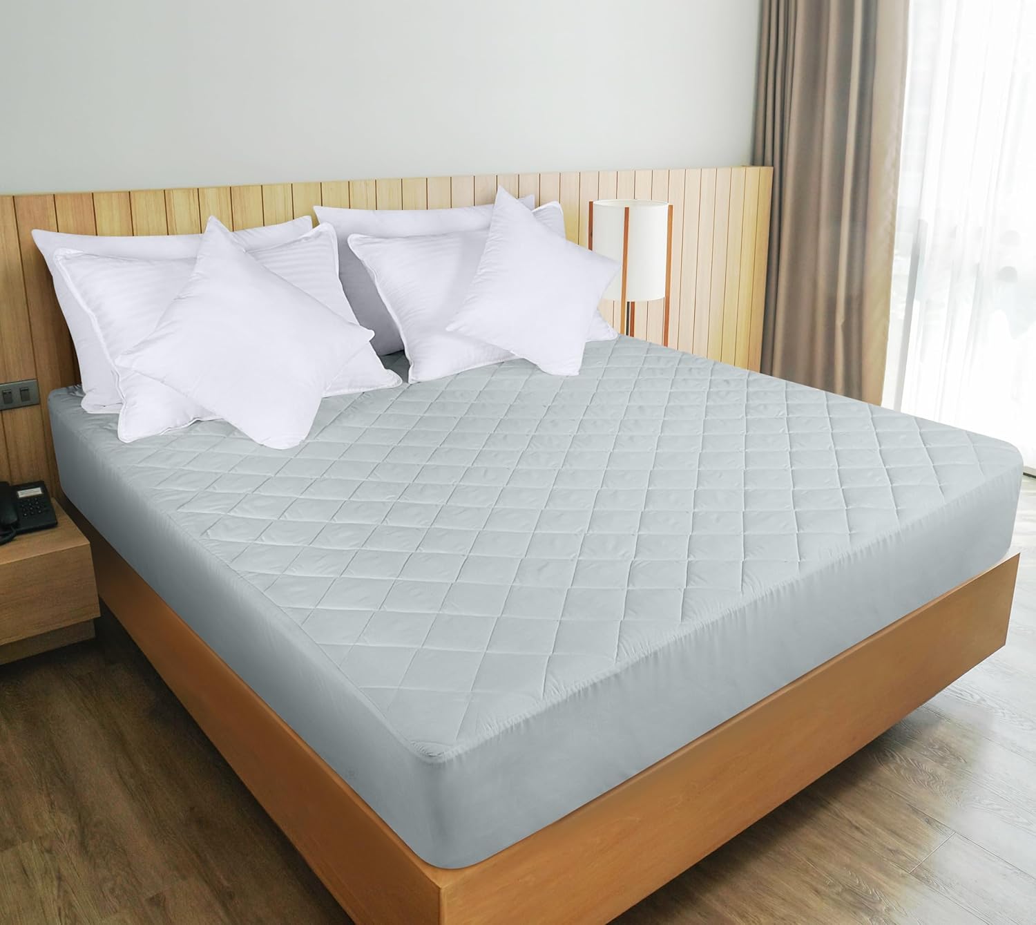Utopia Bedding Quilted Twin Mattress Pad - Elastic Deep Pocket Protector | Machine Washable Light Grey