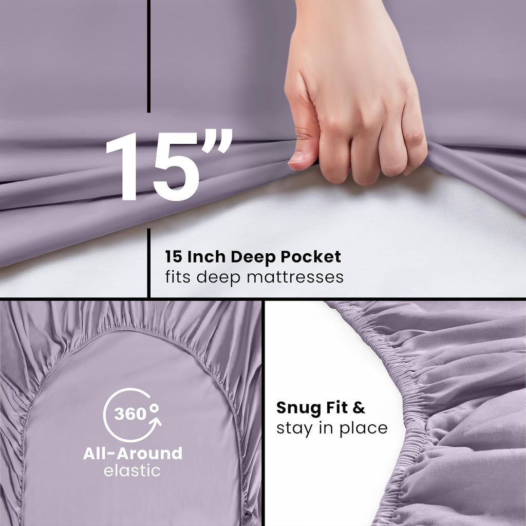 Utopia Bedding Twin Fitted Sheet - Soft Microfiber with Deep Pockets - Fade Resistant | Lavender