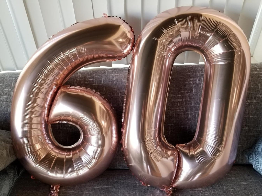 Rose Gold 60th Birthday Decorations - Elegant Party Supplies with Big Number Balloons for Men & Women