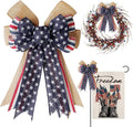 Patriotic Decor - Burlap Red White Blue Stripe Bow | Perfect for Wreaths & 4th of July Celebrations