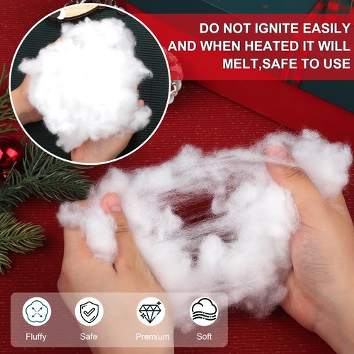 Aodaer Christmas Fake Snow Decor 1000g Artificial Snow Decorations Fluffy Soft Cotton Fake Snow Indoor Fiber Snow for Christmas Tree Holiday Table and Winter Mantle Village Display Outside