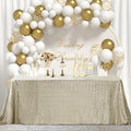 Hahuho 50x80 inch Rectangular Sequin Tablecloth Champagne, Glitter Tablecloth for Bridal Shower Decorations, Birthday, Wedding, Dessert, Banquet（50x80 Inch, Champagne）