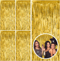 Skiennix Gold Fringe Curtain Backdrop - 5 Pack Tinsel Streamers for Parties & Events | Perfect for Birthdays, Christmas, & Graduations