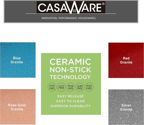 CasaWare Ceramic Coated Non-Stick Lasagna Pan - 13 x 10 x 3-Inch | Silver Granite Finish
