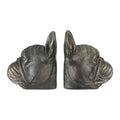 Creative Co-Op Decorative Antique Resin Dog Head Bookends, Bronze, Set of 2