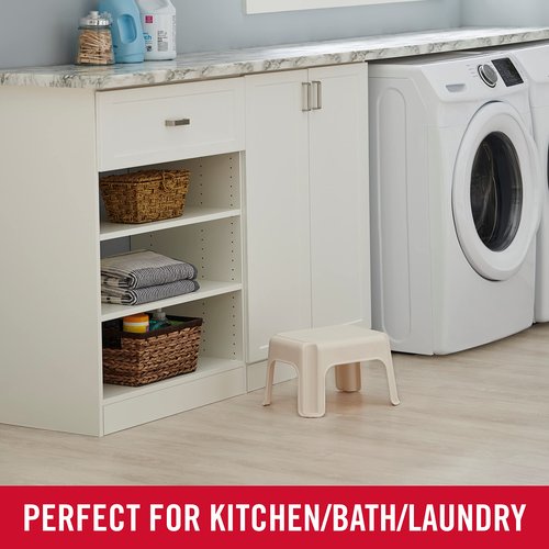 Rubbermaid Roughneck Step-Stool Bisque Lightweight Holds up to 300 pounds Ideal for Kitchen-Bath Skid-Resistant