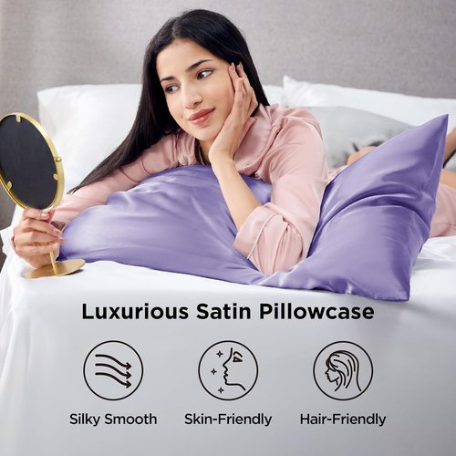 Bedsure Satin Pillowcase - Luxurious Lilac Silky Pillowcases for Hair & Skin | 20x30 Inches, 2-Pack