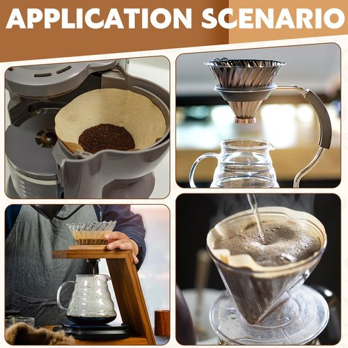 200 Count Cone Coffee Filters, Coffee Filters #2 Disposable, V60 Natural Unbleached Cone Paper Filter for Pour Over and Drip Coffee Maker, Suitable for Home Coffee Shop (2-4 Cup)
