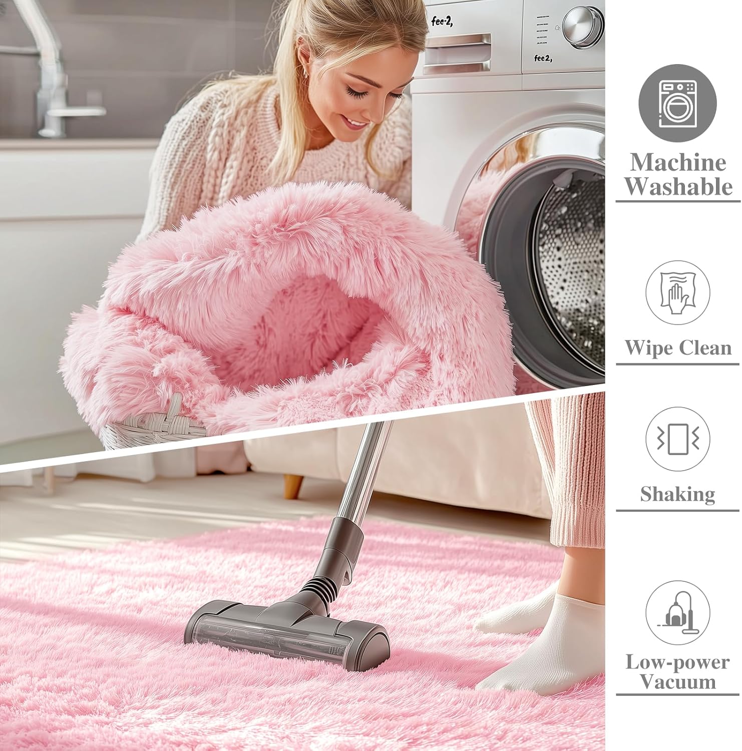 OLANLY Large Area Rug - Soft Fluffy Shaggy Carpet for Living Room & Bedroom | 9x12 ft, Pink