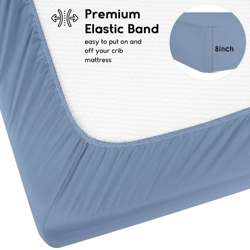 Yoofoss Fitted Baby Crib Sheets - Super Soft Microfiber 2-Pack for Standard Crib & Toddler Mattress | Blue Rocket 28x52x8in