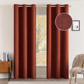 MIULEE 100% Blackout Linen Curtains - Thermal Insulated Burnt Orange | Room Darkening 42 x 84 (2 Panels)