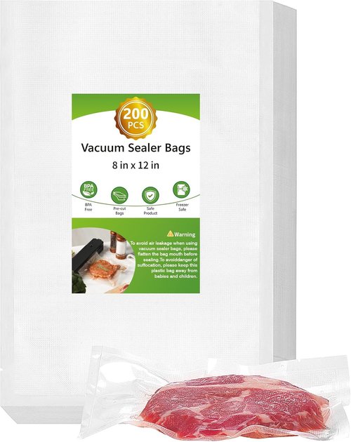 Moretoes Vacuum Sealer Bags - 200pcs BPA-Free Quart Bags 8" x 12" for Food Storage & Meal Prep