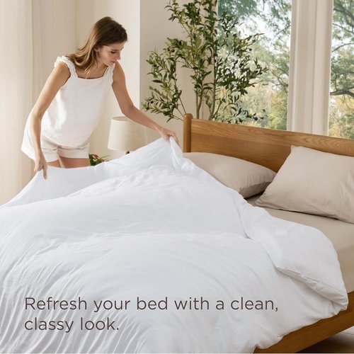 Bedsure King Duvet Cover - Soft Prewashed Cotton-Like Polyester Bedding, 120x98 Inches, White
