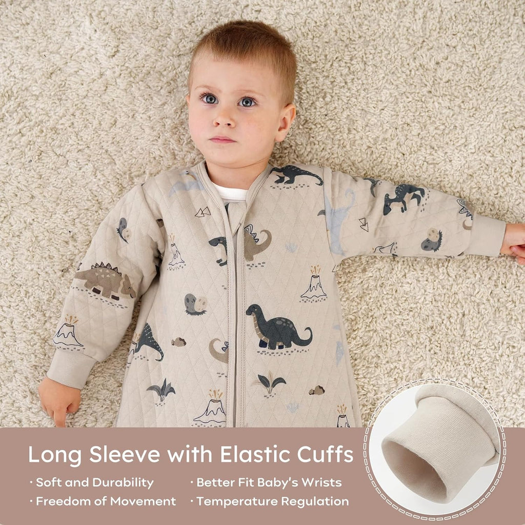 Yoofoss Baby Sleep Sack - Organic Cotton Wearable Blanket for Infants | 1.0 Tog, Long Sleeve, 6-12 Months