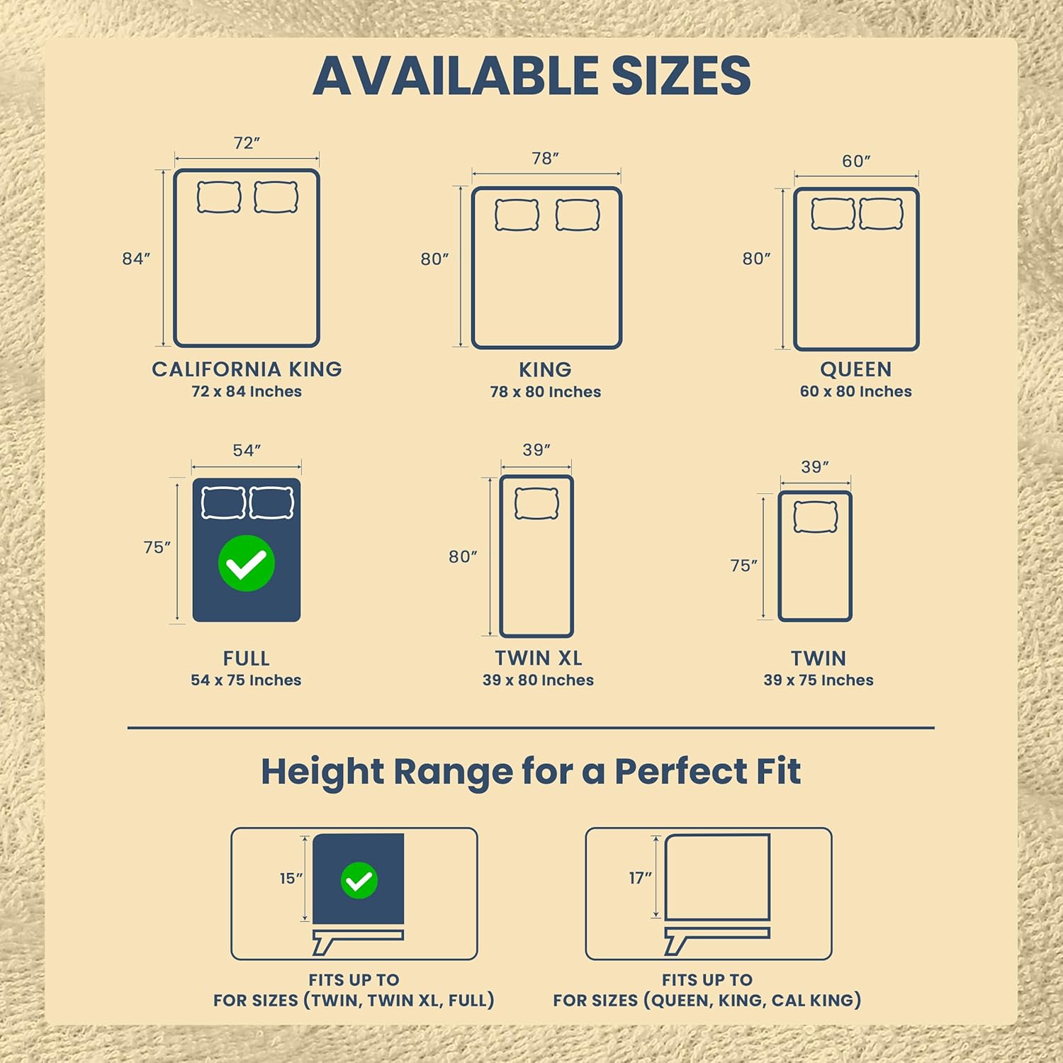 Utopia Bedding Full Size Mattress Protector - Waterproof Terry Cover with Deep Pockets | Soft & Breathable Beige