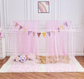 WANFASO Pink Horse Canopy Bed Curtains with Lights, Princess Bed Canopy for Girls Kids Room Decor, Sheer House Twin Bed Canopy Curtains Scarf (2 Panel)