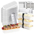 OBXMLFY Mini Cake Pans with Lids and Spoons 200 Pack, Mini Loaf Pans with lids 6.8oz, Small Disposable Aluminum Foil Loaf Pans, Rectangular Baking Container for Party, Picnics and Birthday (White)