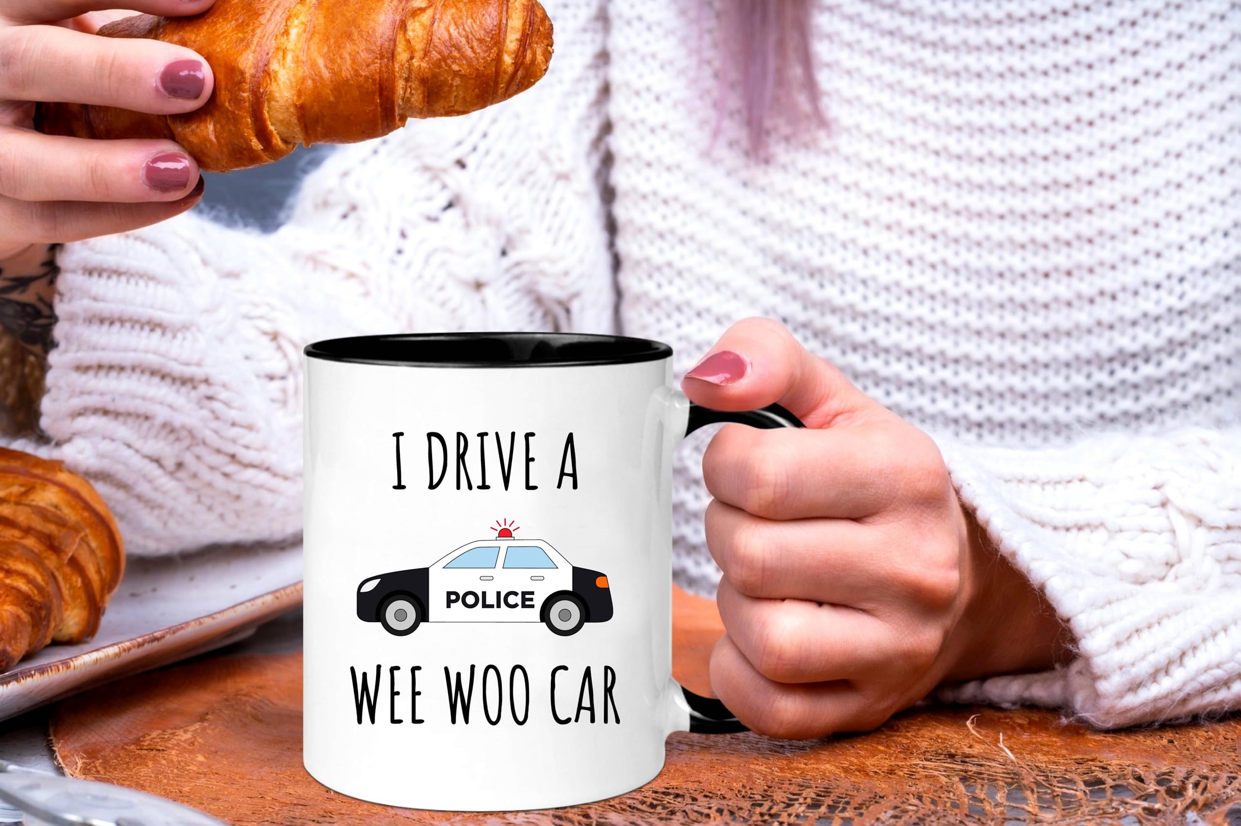 Awnpow Funny Police Officer Mug,Wee Woo Car Mug,Police Graduation Mug,11oz Ceramic Coffee Mug/Tea Cup