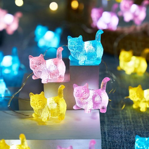 Belniak Cat Decorative Lights Pet Fairy String Lights Cute Gifts Novelty Kitty Lights 30LED 10ft USB Plug in or Battery Operated for Birthday Baby Shower Bedroom Xmas Kids Room Decor
