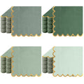 Saypacck 100 Pack Scalloped Cocktail Napkins with Gold Foil Accents Beverage Napkins Scalloped Disposable Paper for Wedding Shower Baby Dinner Birthday Party Supplies 5 x 5''(Green)