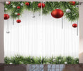 Ambesonne Christmas Curtains, Classical Christmas Ornaments and Baubles Coniferous Pine Tree Twig Tinsel Print, Living Room Bedroom Window Drapes 2 Panel Set, 108" X 90", Vermilion Green