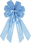 YKW Large Baby Blue Burlap Bow - 20x11 Inch Farmhouse Wreath Decor & Tree Topper