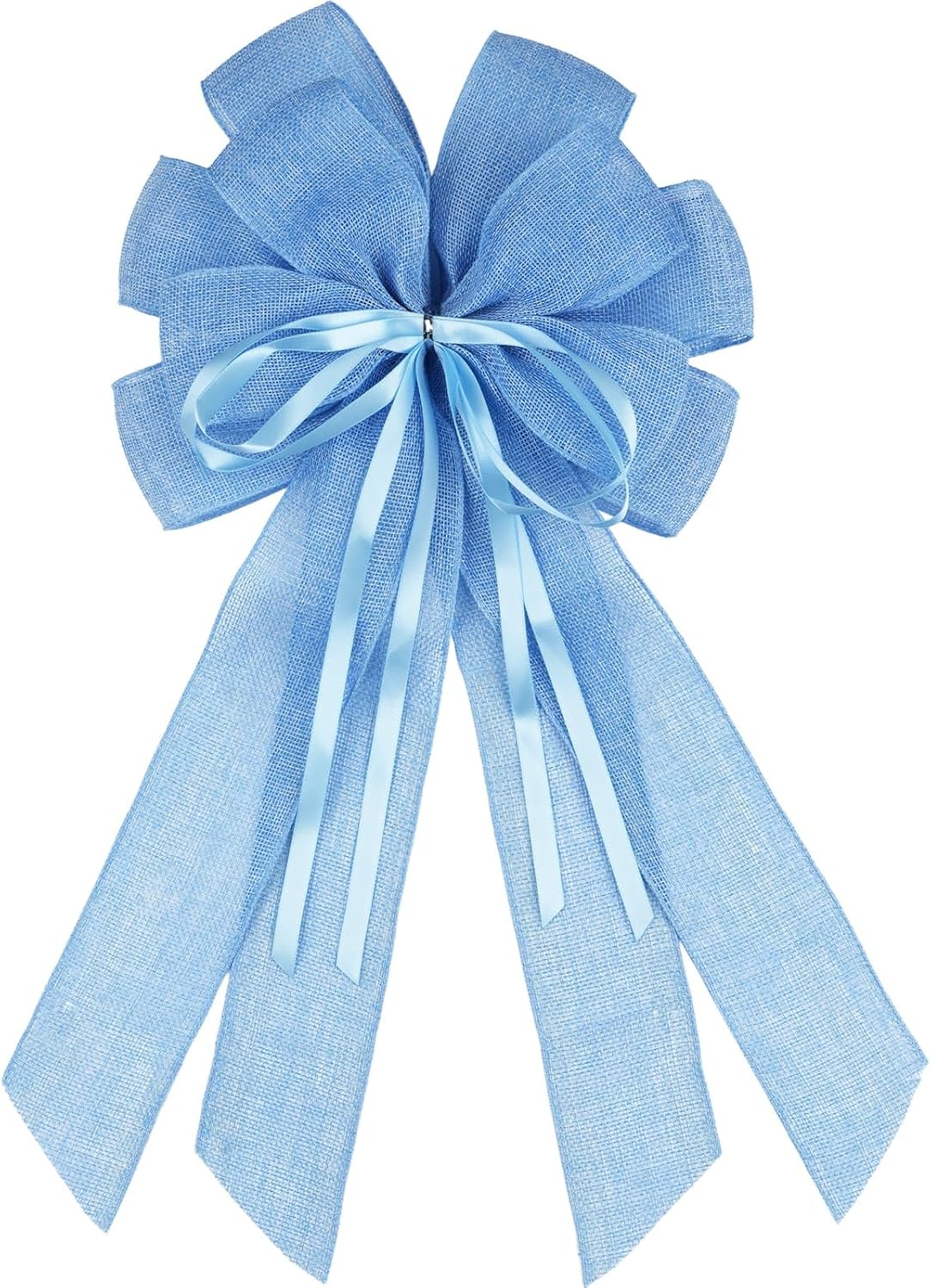 YKW Large Baby Blue Burlap Bow - 20x11 Inch Farmhouse Wreath Decor & Tree Topper