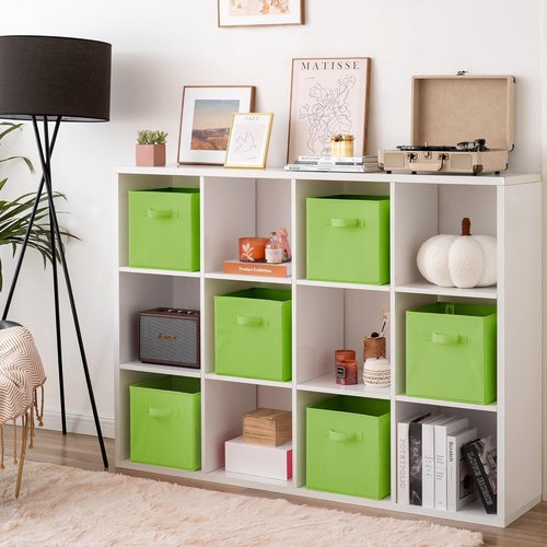 Granny Says Cube Storage Bins - 11 Inch Foldable Fabric Organizers | 6 Pack Light Green Baskets for Shelves