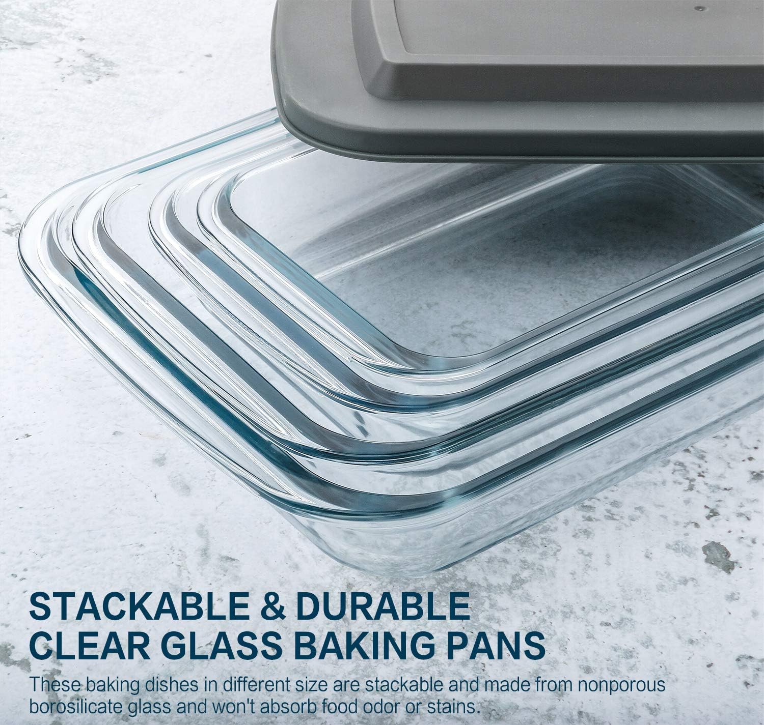 Skiennix 8-Piece Deep Glass Baking Dish Set - Includes Lids & 6 Measuring Cups for Kitchen Cooking