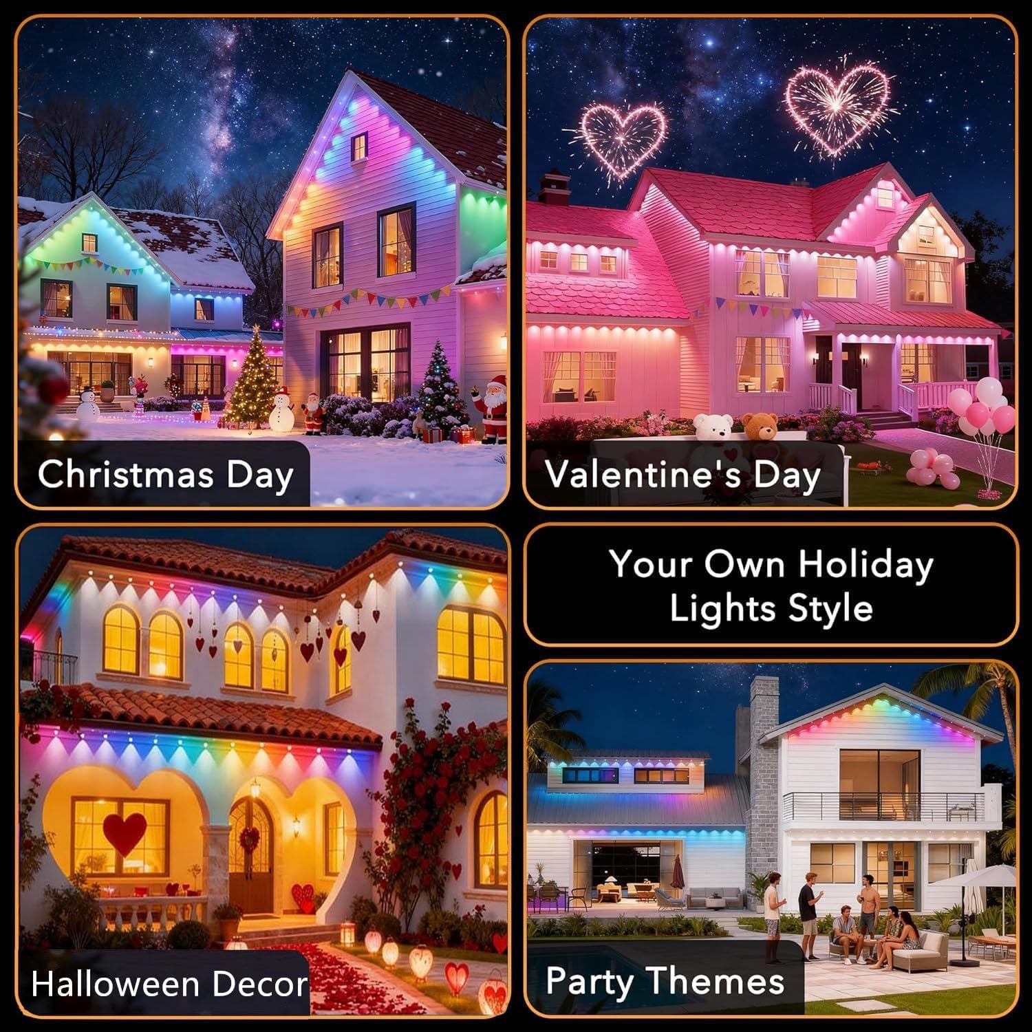Sxlofty 300FT Permanent Outdoor Lights for House,RGB+IC Smart Outdoor Decor,Scene Modes, App/Remote Control,IP67 Waterproof, for Christmas,Holiday, Daily & Pool Party Decor, House Roof Lighting