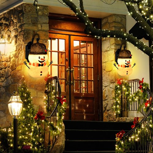 2 Pack Snowman Christmas Porch Light Covers for Porch Lights, Winter Holiday Outdoor Christmas Decorations for Porch Light, Garage Light