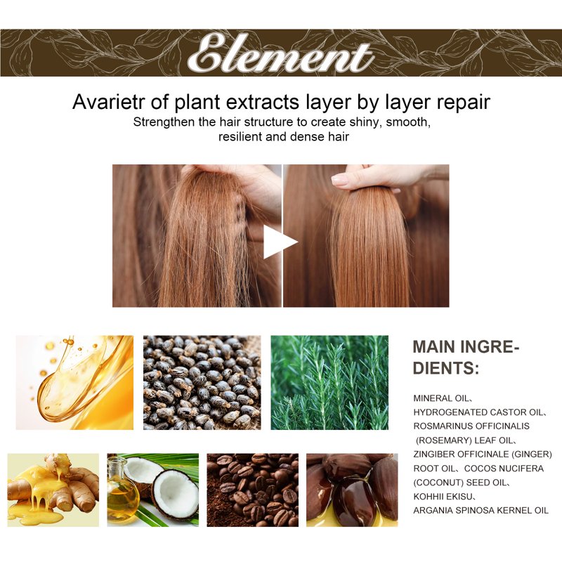 Hair Oil with Rosemary & Ginger - Nourishing Serum for Damaged Hair, 2 fl. oz
