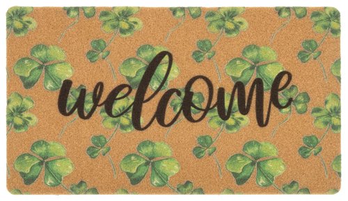 XuoAz St. Patrick's-Day-Clovers-Welcome-Mats Outdoor-Entrance Green-Shamrock-Outdoor-Doormat Non Slip Coir Front Door Mat for Irish Home Decor 17" x 29"