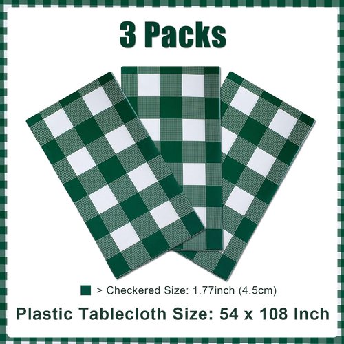 Green Plaid Tablecloths by [Brand Name] - 54 x 108 Inch Disposable Waterproof Covers for BBQ & Birthday Parties