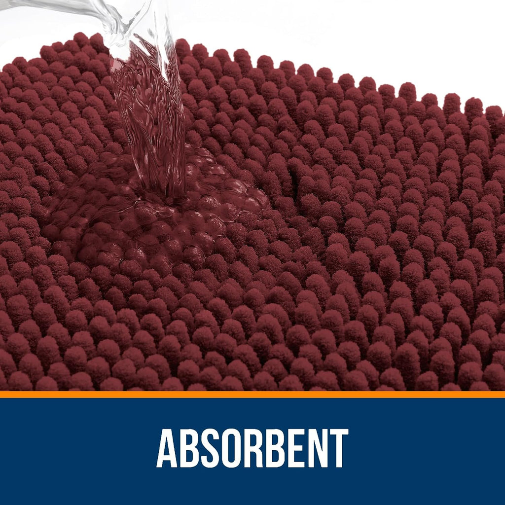 OLANLY Bath Rugs - Extra Soft Absorbent Chenille Mats | Quick Dry, Machine Washable, 30x20, Andorra Red-Brown