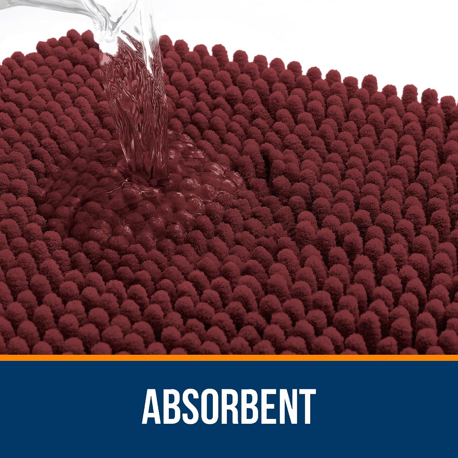 OLANLY Large Bathroom Rugs - Soft Absorbent Chenille Bath Mats | Quick Dry, Machine Washable, 59x35 in Andorra Red-Brown