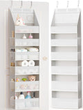 Criusia Over The Door Organizer - Heavy-Duty 6-Shelf Storage with 13 Mesh Pockets | 55lbs Capacity, White