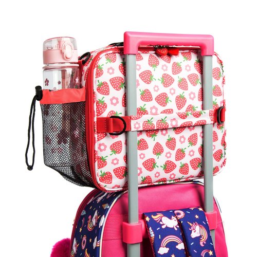 Khulula Girls Insulated Kids Lunch Boxes Bags for Hot or Cold Food Storage - Picnic Cooler Cookouts School Travel Reusable Lunch Tote Strawberry