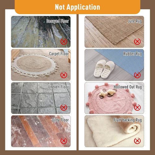 FuKuEn Rug-Gripper, Anti Slip Rug Grippers for Carpet, Upgraded Area Rug Pad Grippers Extra Sticky on Tile, Non-Slip Rug Pads Stopper for Hardwood Floor Washable Rug Tape Stickers 12x12cm 4 Pieces